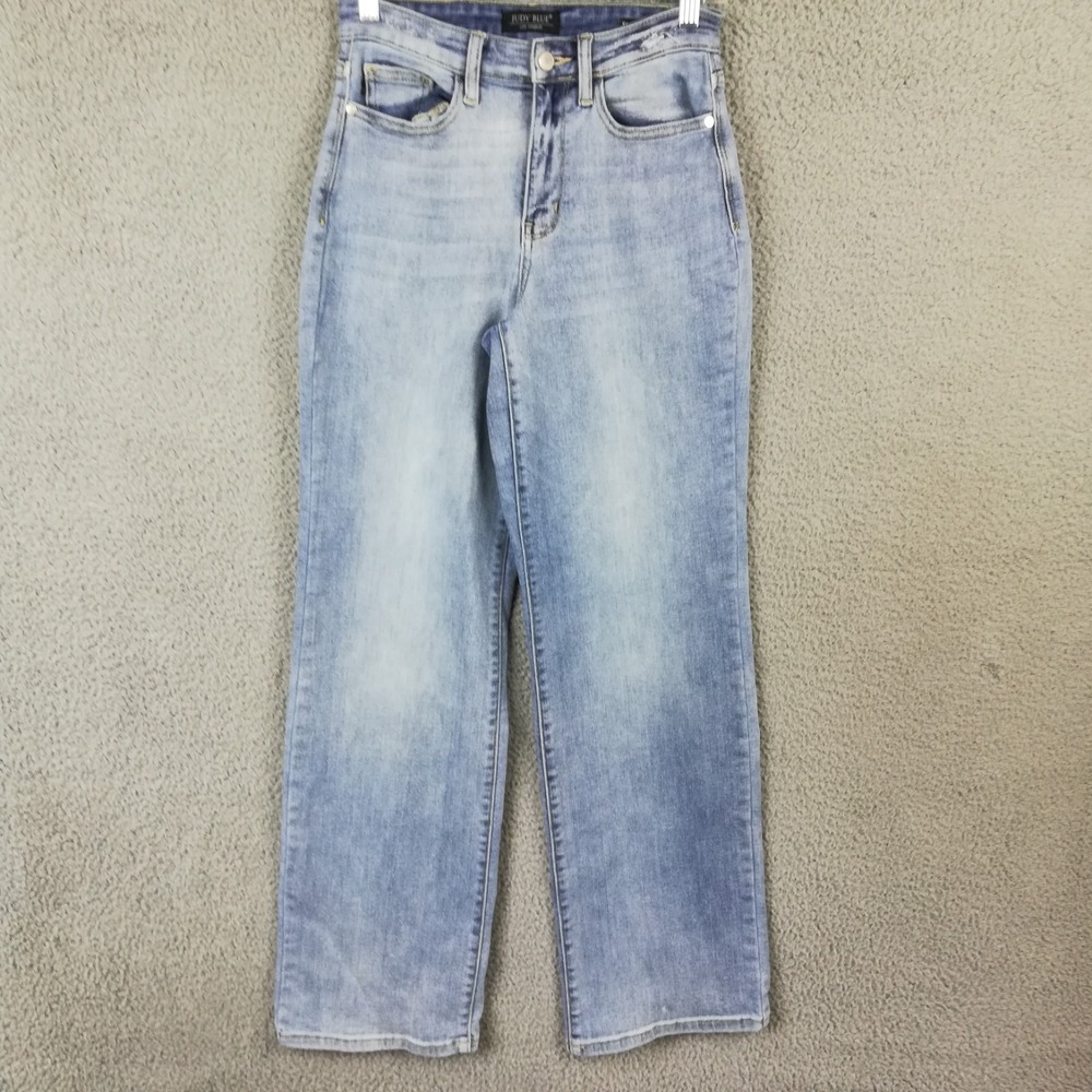 Judy Blue Womens Jeans Straight‎ Fit Blue Denim High Rise Light Wash Stretch 1